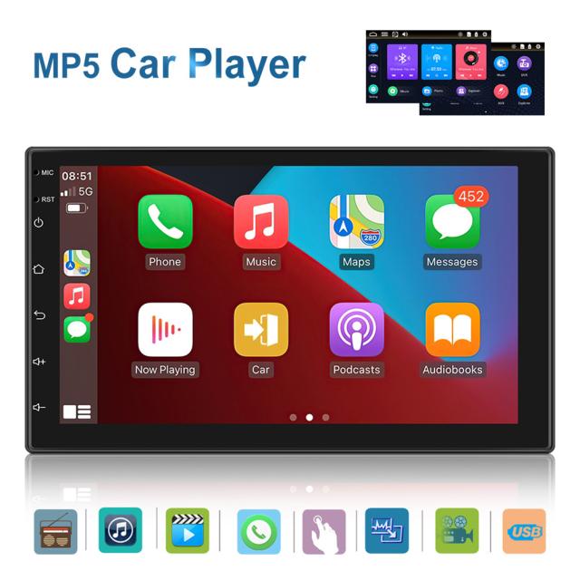 7 インチ タッチ コントロール ボタン カー ラジオ有線 Carplay Mp5 プレーヤー ユニバーサル マルチメディア Gps Bluetooth 対応反転表示