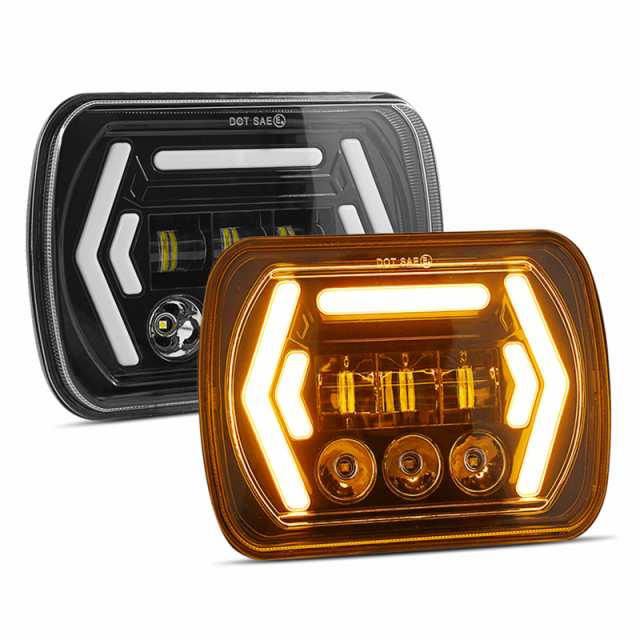1 個/2 個 7 インチの正方形の車の Led ヘッドライト 6000k/3000k ハイロービームヘッドランプウインカー統合ランプ部品