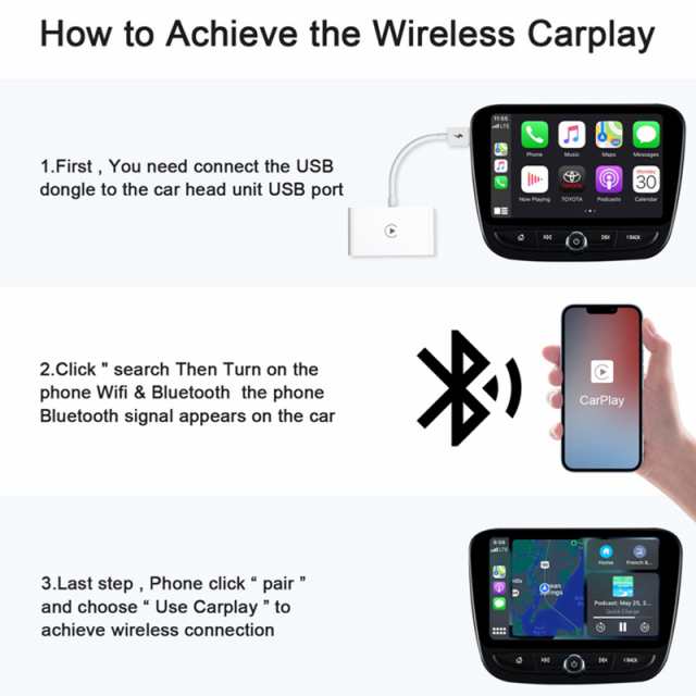 ワイヤレス Carplay アダプター デュアル Wifi 電話 Bluetooth 対応