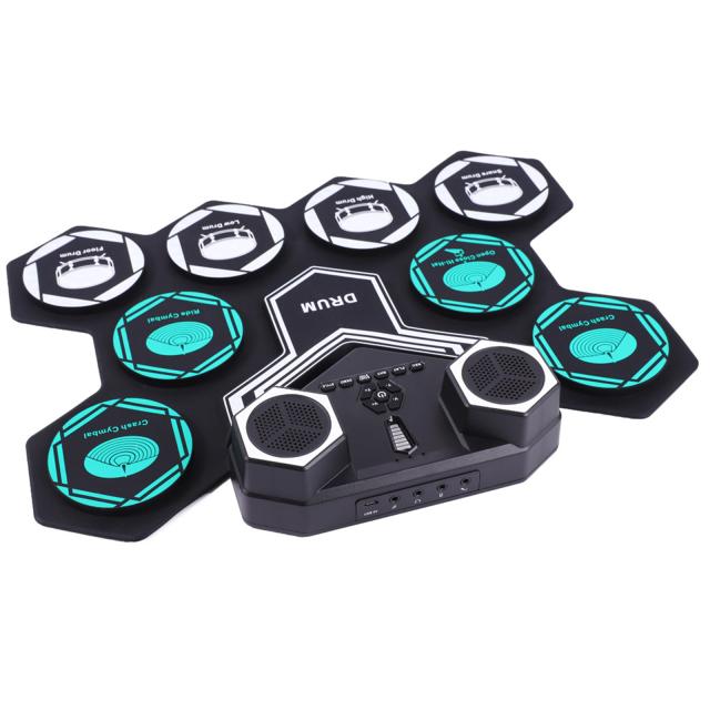 内蔵スピーカーロールアップ電子ドラムセットリチウム電池ポータブルサポートBluetooth対応子供用練習用ドラムキット_2