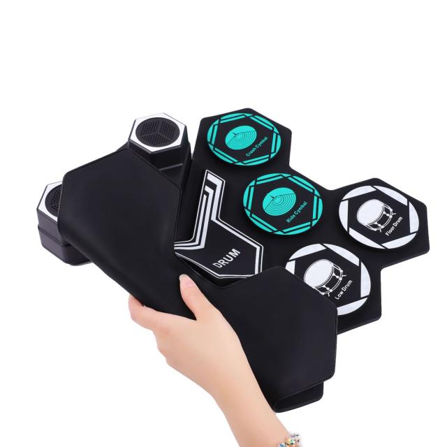 内蔵スピーカーロールアップ電子ドラムセットリチウム電池ポータブルサポートBluetooth対応子供用練習用ドラムキット_5