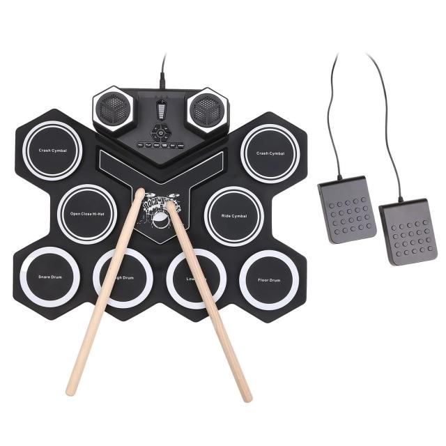 内蔵スピーカーロールアップ電子ドラムセットリチウム電池ポータブルサポートBluetooth対応子供用練習用ドラムキット_6