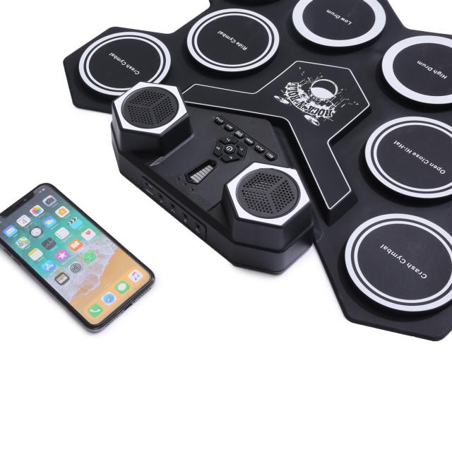 内蔵スピーカーロールアップ電子ドラムセットリチウム電池ポータブルサポートBluetooth対応子供用練習用ドラムキット_9