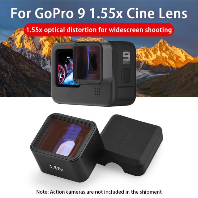 HD 1.55x シネマ レンズ Gopro9 アクション カメラ ワイド スクリーン ブラシ付きブルーライト アナモルフィック レンズと互換性あり_4