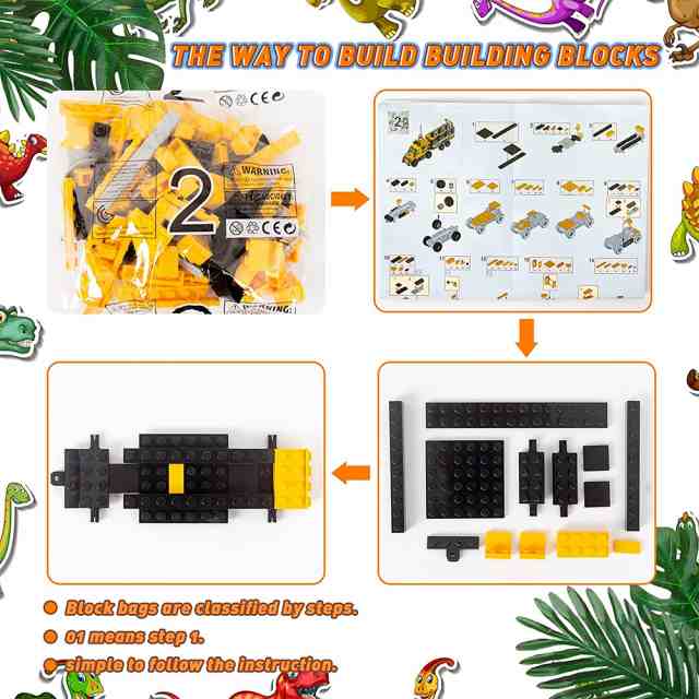 恐竜 おもちゃ トラック ジャングル ビルディング ブロック おもちゃ