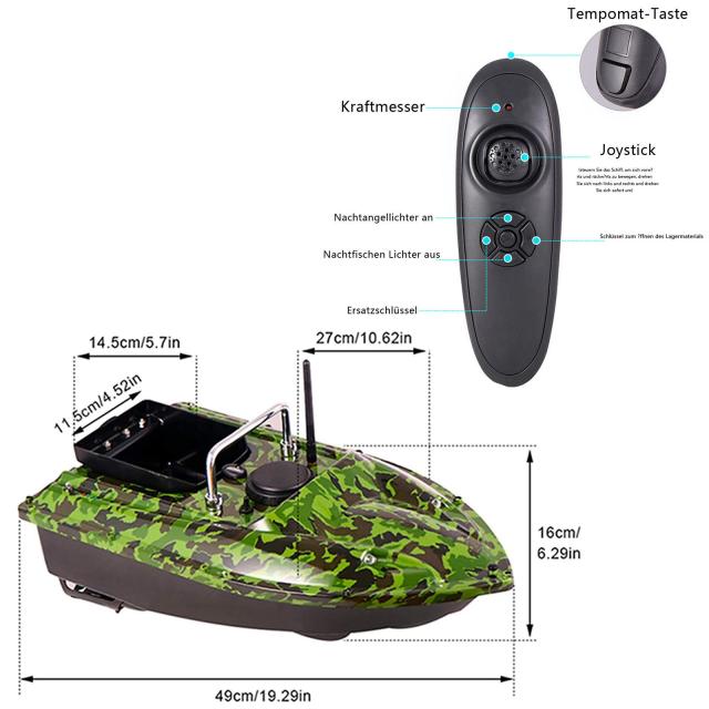 リモコン釣り餌ボートスマート定速クルーズ超ハイパワー 1.5 キロ 500 メートルデュアルナイトライトフィッシングルアーボート リモコン釣り餌ボートスマート定速クルーズ超ハイパワー 1.5 キロ 500