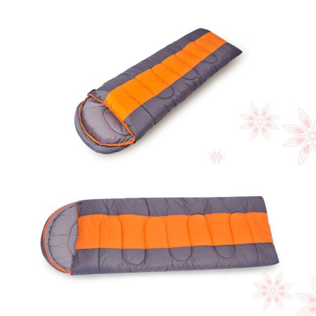 キャンプ用寝袋厚くした防水冬の暖かい封筒バックパッキングフード付き寝袋