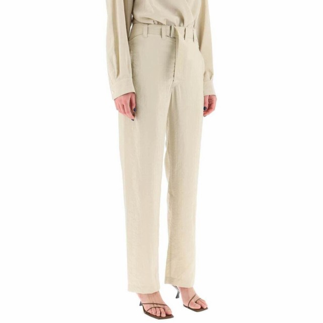 LEMAIRE ルメール ベージュ Beige Lemaire belted pants in dry silk