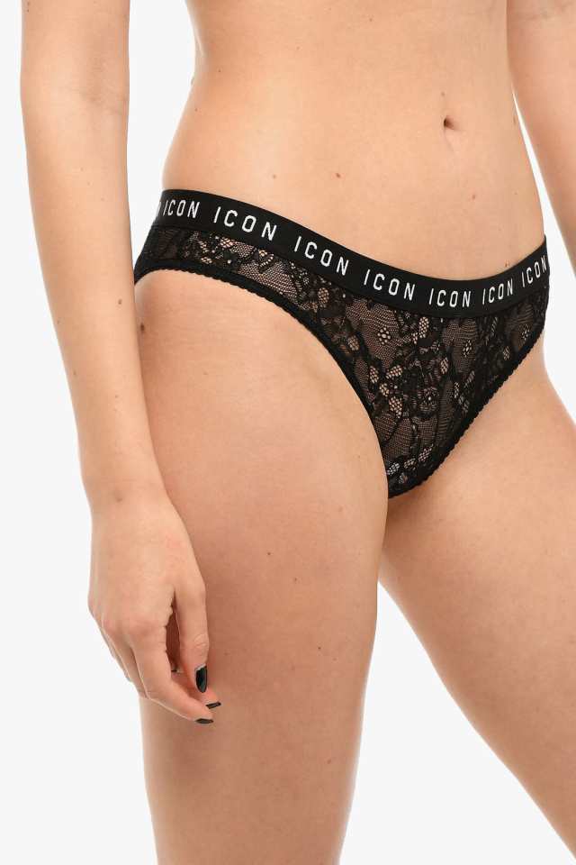 DSQUARED2 ディースクエアード アンダーウェア D8L643840 0 010 レディース UNDERWEAR LACE BRIEFS  WITH LOGOED WAISTBAND 【関税・送料｜au PAY マーケット