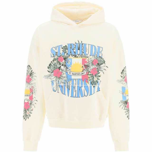 RHUDE ルード Bianco Rhude st. rhude university print hoodie トレーナー メンズ 春夏2023  RHPS23HO05826611 【関税・送料無料】【ラッ｜au PAY マーケット