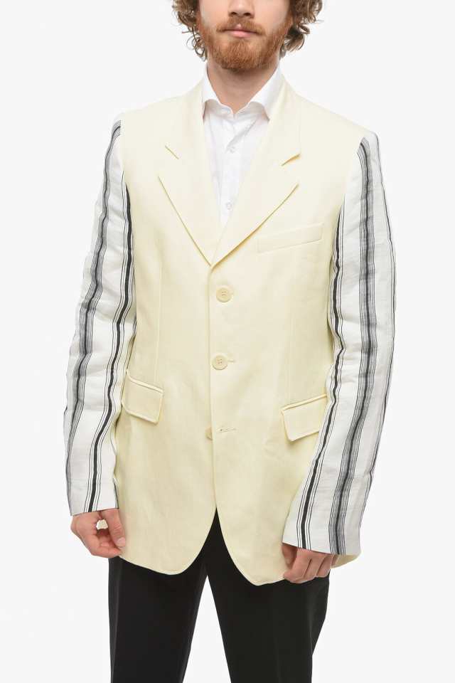 WALES BONNER ウェールズ ボナー Yellow ジャケット MS22JA08 CO01 100 メンズ LINEN AND  SILK-BLEND MALICK BLAZER WITH STRIPED PATTER｜au PAY マーケット