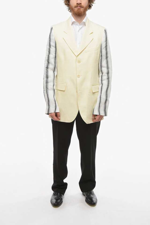 WALES BONNER ウェールズ ボナー Yellow ジャケット MS22JA08 CO01 100 メンズ LINEN AND  SILK-BLEND MALICK BLAZER WITH STRIPED PATTER｜au PAY マーケット