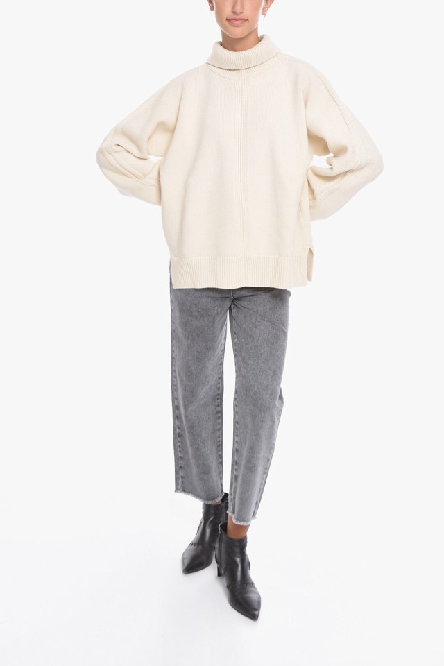 JIL SANDER ジルサンダー ニットウェア JSPT752056WTY21338/J 107 レディース CASHMERE-BLEND  TURTLE-NECK SWEATER WITH OPEN BACK 【関｜au PAY マーケット