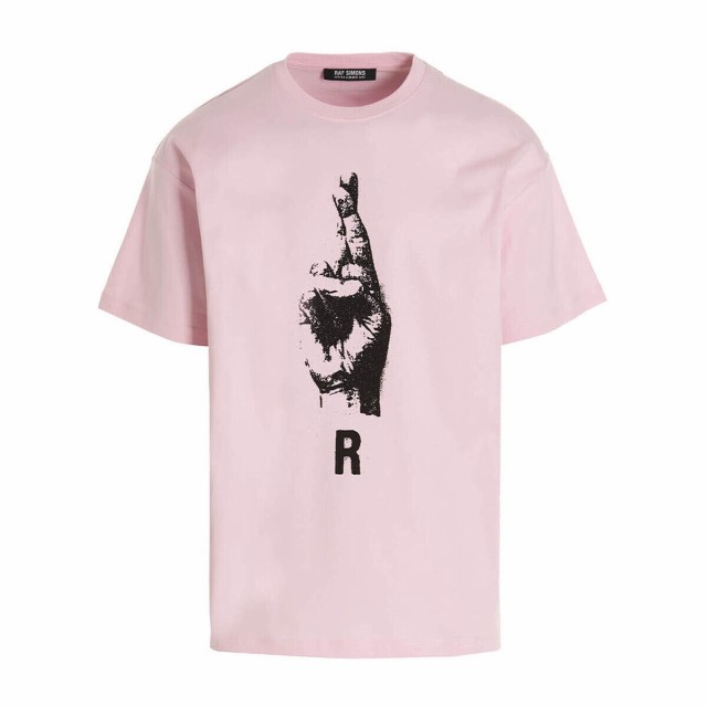 RAF SIMONS ラフ シモンズ Pink ‘R Hand Sign’ T-shirt Tシャツ メンズ 春夏2023 231M1190034  【関税・送料無料】【ラッピング無料】 j｜au PAY マーケット