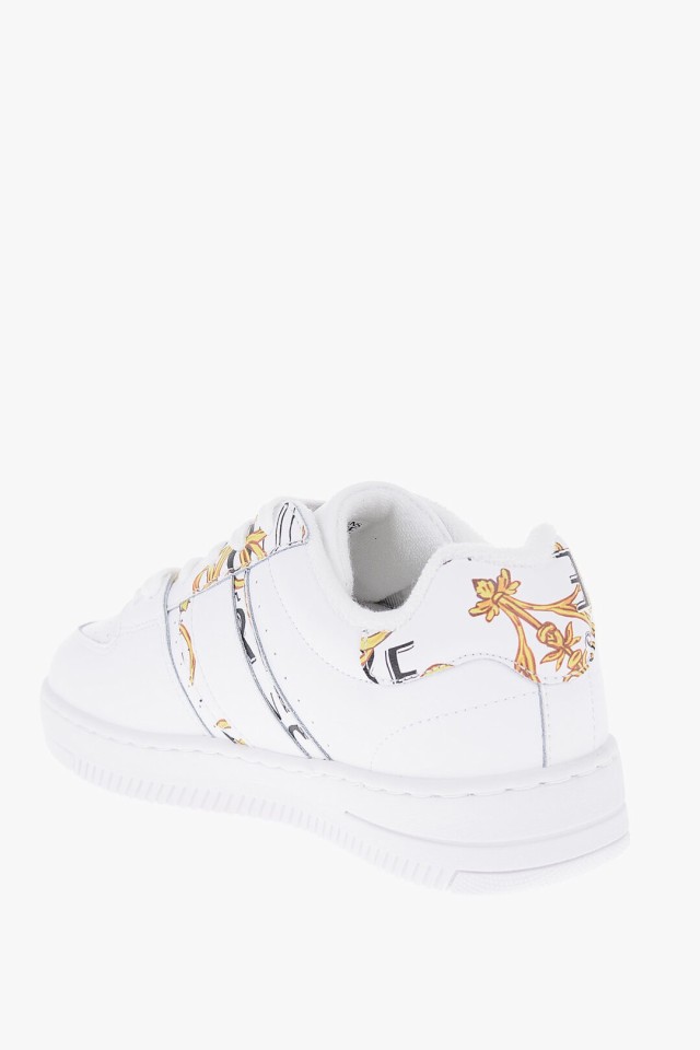 VERSACE ヴェルサーチ スニーカー 74VA3SJ7 ZP208 G03 レディース JEANS COUTURE LEATHER MEYSSA  LOW-TOP SNEAKERS WITH BAROQUE M 【関｜au PAY マーケット