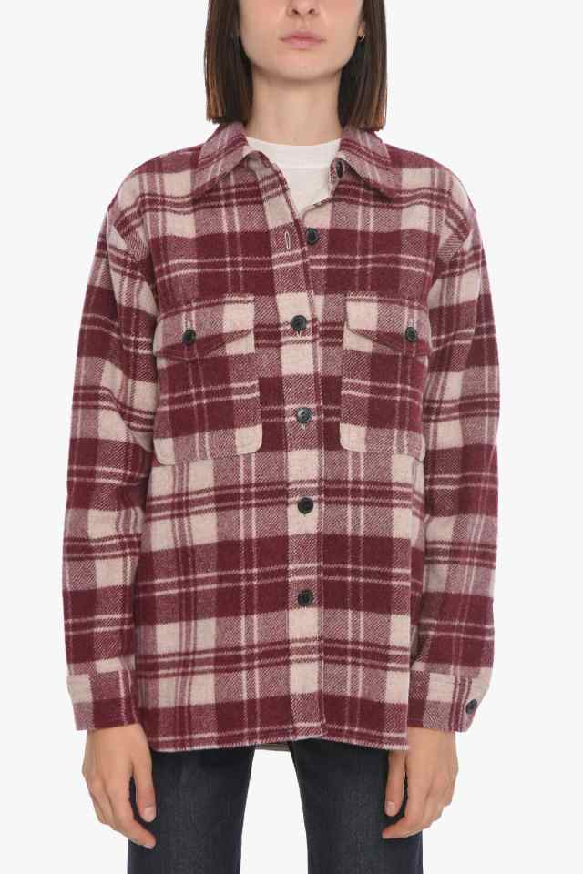 ISABEL MARANT イザベル マラン シャツ MA0944 22P004E BURGUNDY レディース ETOILE PLAID CHECK  WOOL BLEND FAXON SHIRT 【関税・送料無｜au PAY マーケット