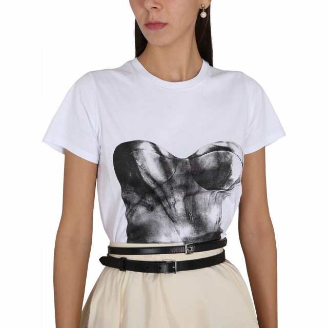 ALEXANDER MCQUEEN アレキサンダー マックイーン ホワイト BIANCO Tシャツ レディース 春夏2023  735039_QZAHZ0909 【関税・送料無料】【｜au PAY マーケット