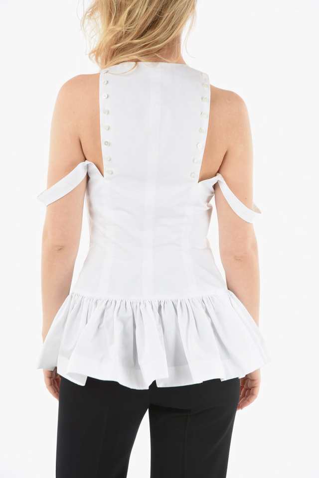 ROCHAS ロシャス White トップス ROPU60001A/RU013100 レディース RUFFLED TOP WITH  DECORATIVE BUTTONS 【関税・送料無料】【ラッピング｜au PAY マーケット