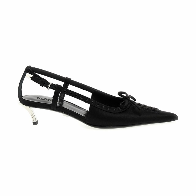VERSACE ヴェルサーチ Black Satin rhinestone slingback パンプス レディース 春夏2023  10077271A041851B00P 【関税・送料無料】【ラッ｜au PAY マーケット