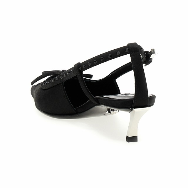 VERSACE ヴェルサーチ Black Satin rhinestone slingback パンプス レディース 春夏2023  10077271A041851B00P 【関税・送料無料】【ラッ｜au PAY マーケット