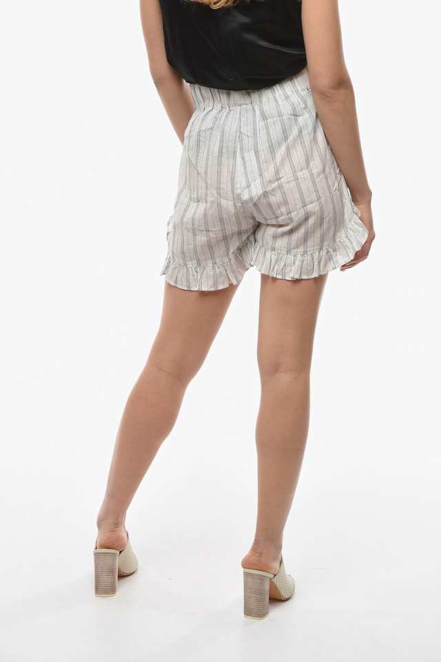 GANNI ガニー パンツ F7040 6517 135 レディース STRIPED SHORTS WITH RUFFLE TRIMS  【関税・送料無料】【ラッピング無料】 dk｜au PAY マーケット