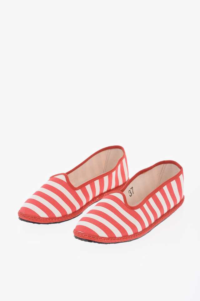 VIBIVENEZIA ヴィビ ヴェネツィア フラットシューズ WS19FGO49CA04CO/K GR レディース STRIPED TWO-TONE  CANVAS FURLANE BALLET FLATS 【｜au PAY マーケット