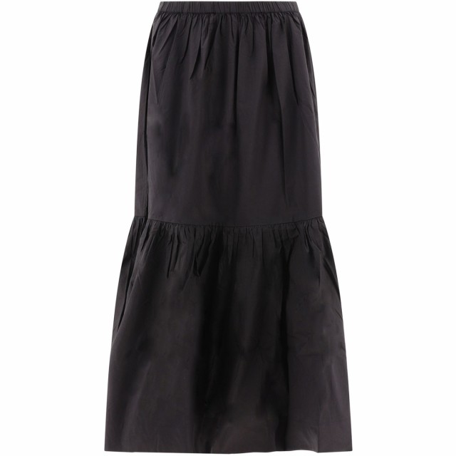 GANNI ガニー ブラック Black Poplin maxi flounce skirt スカート