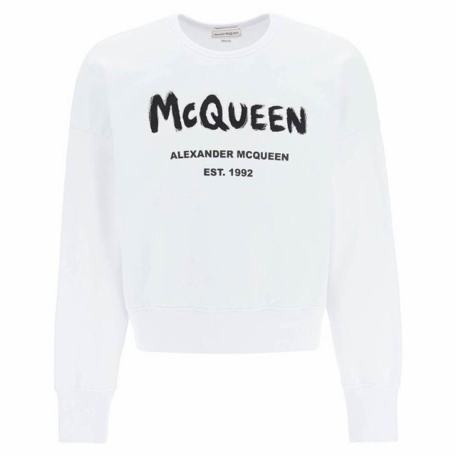 ALEXANDER MCQUEEN アレキサンダー マックイーン Bianco Alexander mcqueen sweatshirt with  cut-out mcqueen graffiti logo トレーナー ｜au PAY マーケット