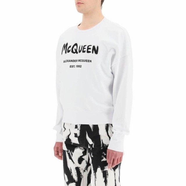 ALEXANDER MCQUEEN アレキサンダー マックイーン Bianco Alexander mcqueen sweatshirt with  cut-out mcqueen graffiti logo トレーナー ｜au PAY マーケット