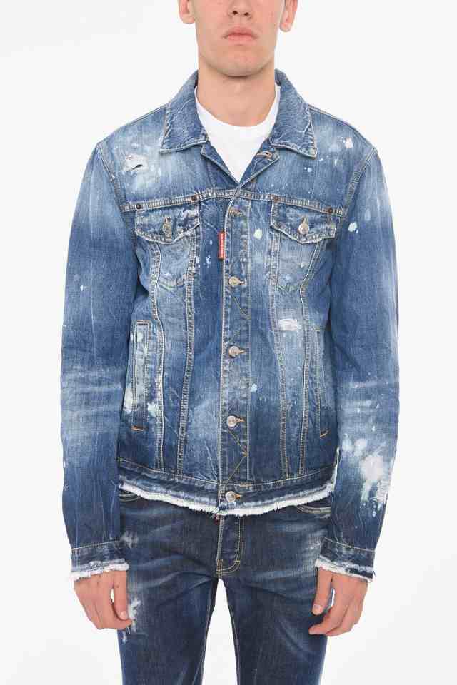 DSQUARED2 ディースクエアード Blue ジャケット S71AN0382 S30309 470 メンズ DENIM DAN JACKET  WITH DISTRESSED DETAILING 【関税・送料｜au PAY マーケット