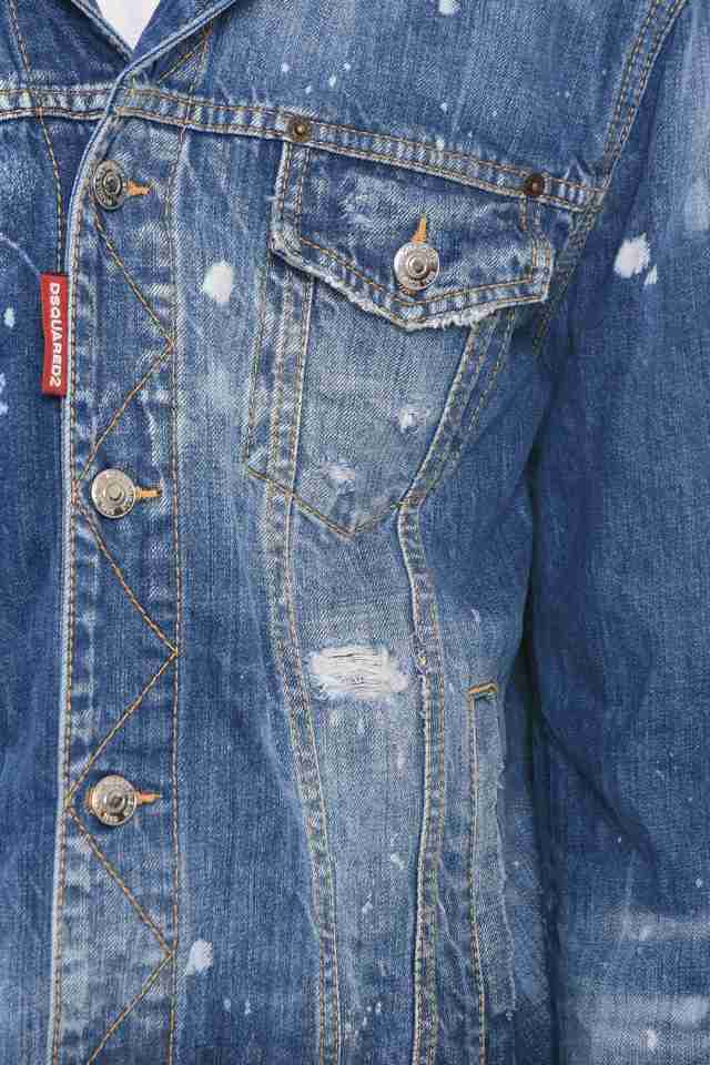 DSQUARED2 ディースクエアード Blue ジャケット S71AN0382 S30309 470 メンズ DENIM DAN JACKET  WITH DISTRESSED DETAILING 【関税・送料｜au PAY マーケット