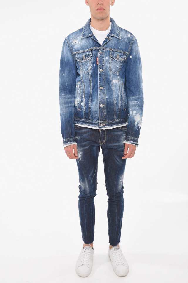 DSQUARED2 ディースクエアード Blue ジャケット S71AN0382 S30309 470 メンズ DENIM DAN JACKET  WITH DISTRESSED DETAILING 【関税・送料｜au PAY マーケット