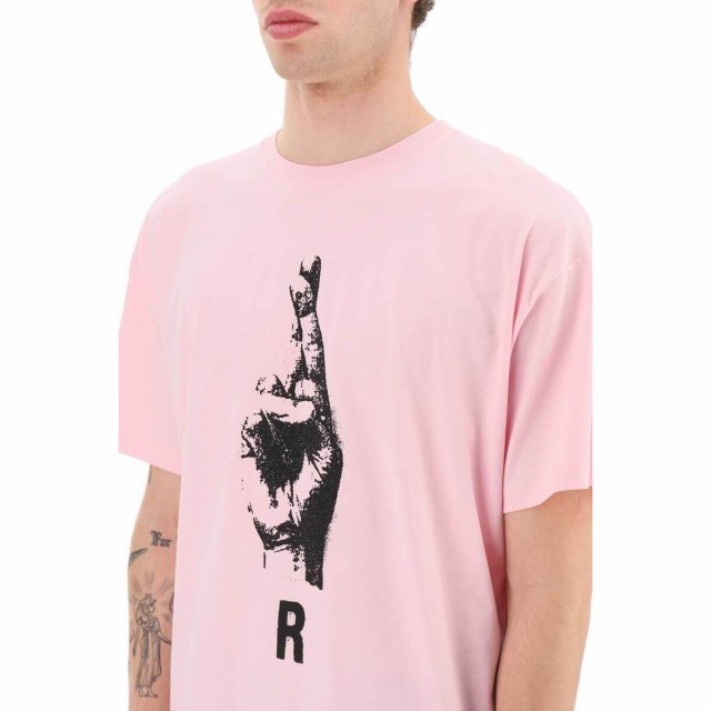 白 フリル付 【新品未使用✨】RAF SIMONS 23SS Hand Sign Tシャツ L