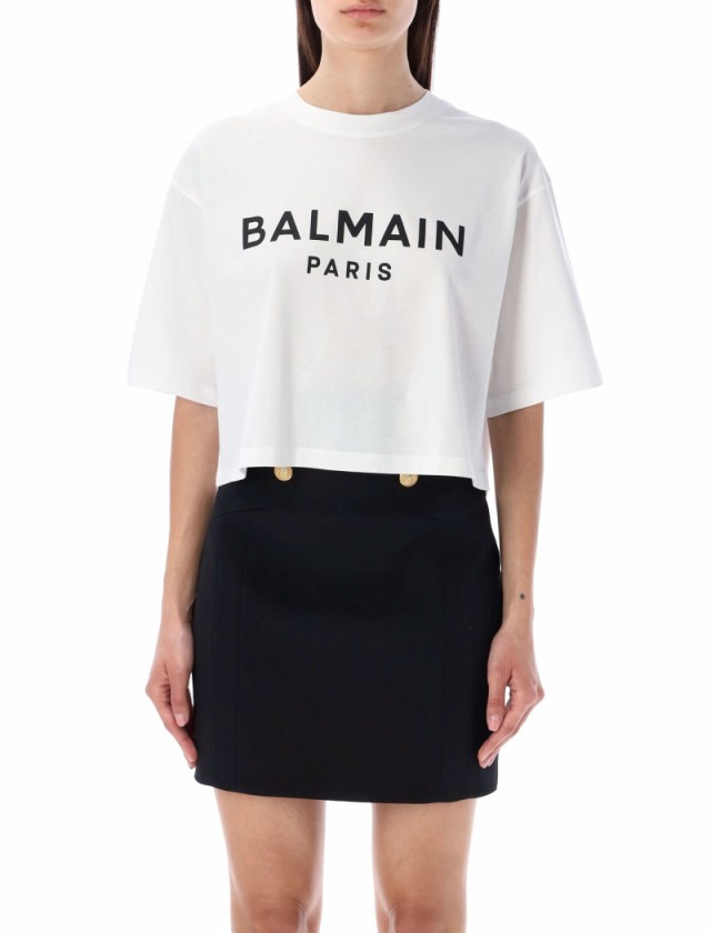 BALMAIN バルマン ホワイト WHITE/BLACK Tシャツ レディース 秋冬2023