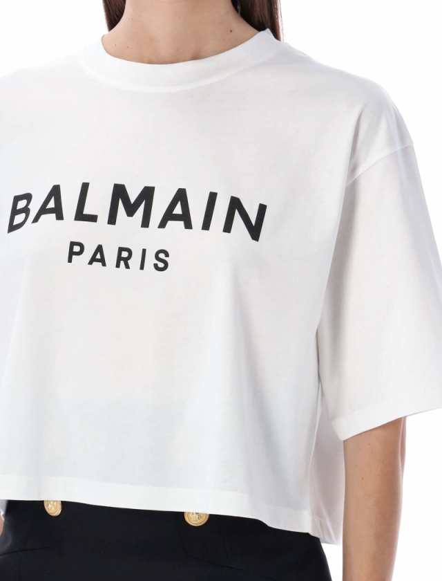 BALMAIN バルマン ホワイト WHITE/BLACK Tシャツ レディース 秋冬2023