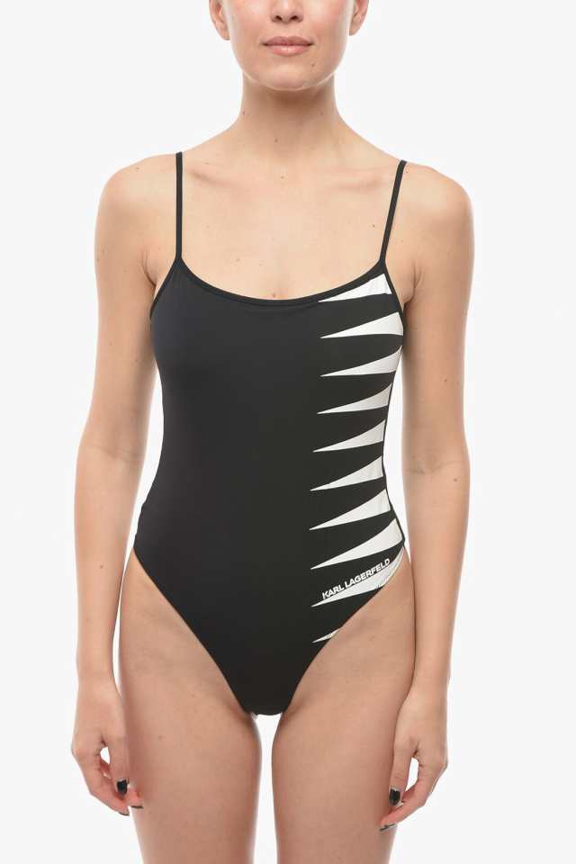 KARL LAGERFELD カール ラガーフェルド スイムウェア KL22WOP09 BLACK レディース SOLID COLOR  ONE-PIECE SWIMSUIT WITH CONTRASTING DET｜au PAY マーケット