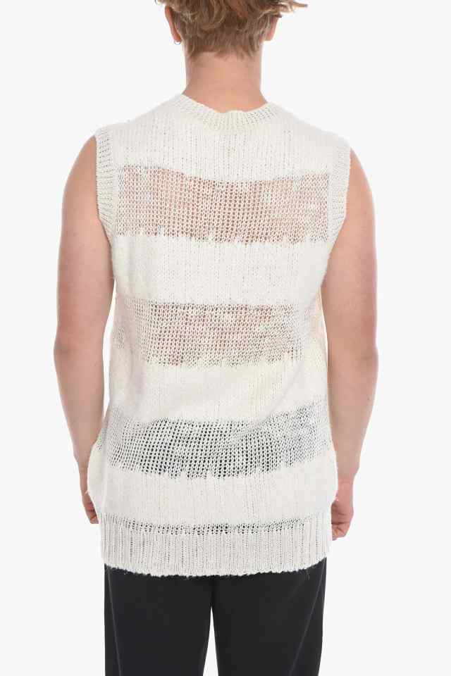 ANN DEMEULEMEESTER アン ドゥムルメステール トップス 2201MKN07262LI/K 002 メンズ LINEN BLEND  SEE THROUGH TANK TOP 【関税・送料無｜au PAY マーケット