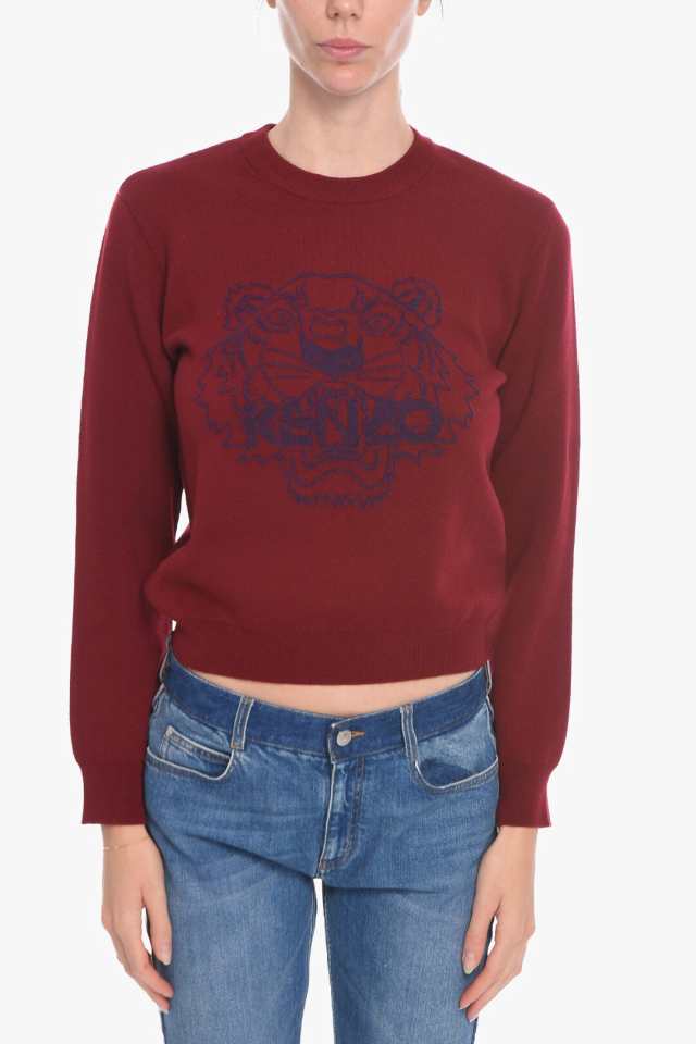 KENZO ケンゾー ニットウェア FA62PU5303XA25 レディース COMPACT-WOOL CREWNECK SWEATER WITH  TIGER LOGO 【関税・送料無料】【ラッピン｜au PAY マーケット