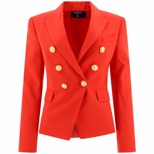 BALMAIN バルマン レッド Red Double-breasted blazer with gold buttons ジャケット レディース  秋冬2023 BF1SG008WC093KB 【関税・送料｜au PAY マーケット