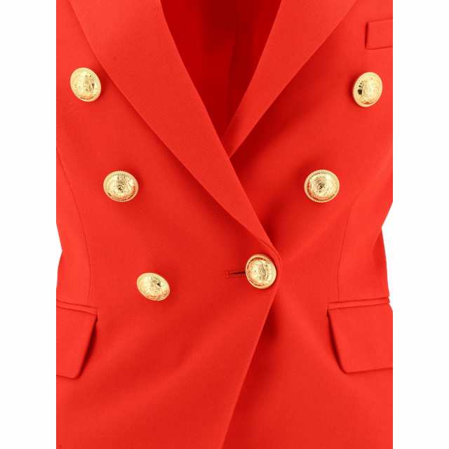 BALMAIN バルマン レッド Red Double-breasted blazer with gold buttons ジャケット レディース  秋冬2023 BF1SG008WC093KB 【関税・送料｜au PAY マーケット