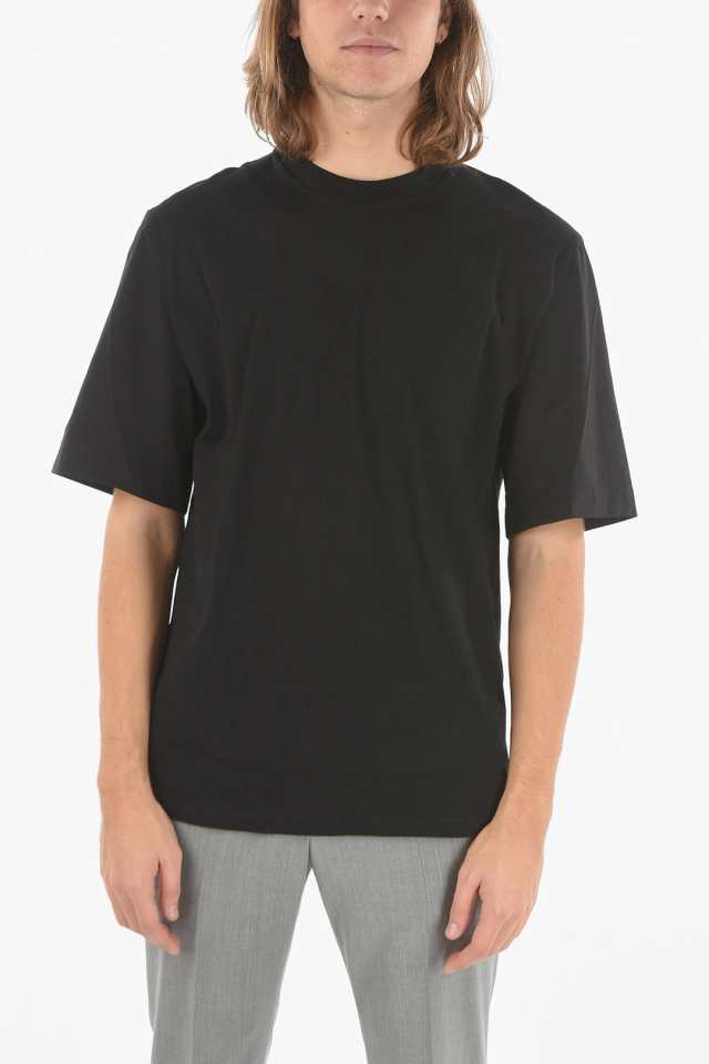 NEIL BARRETT ニール バレット トップス BJT051C S534S 0101 メンズ JERSEY MINIMAL T-SHIRT  WITH STRETCHY-NYLON SLEEVES 【関税・送料｜au PAY マーケット