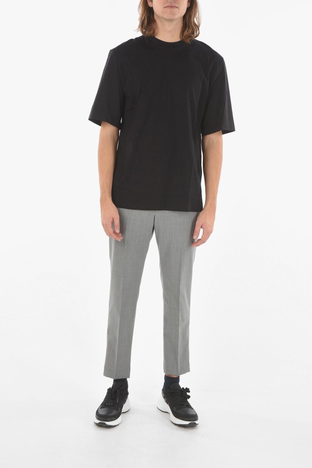 NEIL BARRETT ニール バレット トップス BJT051C S534S 0101 メンズ JERSEY MINIMAL T-SHIRT  WITH STRETCHY-NYLON SLEEVES 【関税・送料｜au PAY マーケット