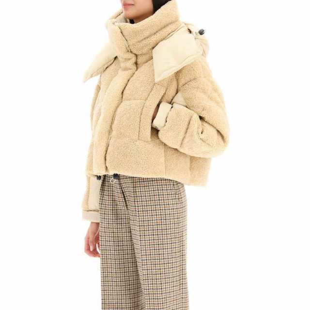 BACON ベーコン Beige Bacon puffa ring bear teddy cropped puffer