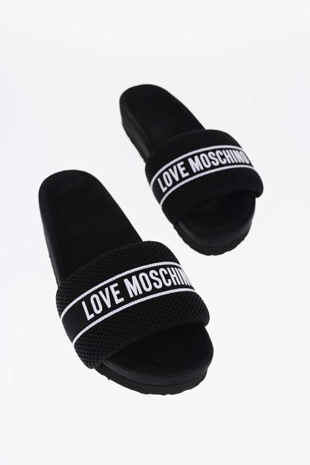 モスキーノ レディース サンダル シューズ Logo Slides Black-