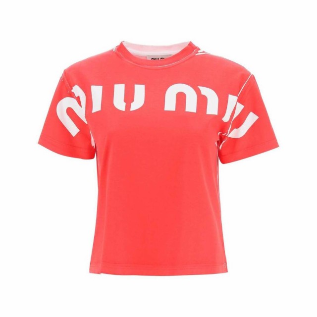 MIU MIU ミュウ ミュウ Rosso Miu miu maxi logo t-shirt トップス