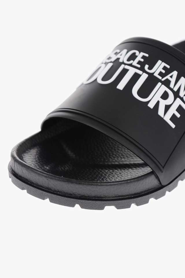 VERSACE ヴェルサーチ フラットシューズ 74VA3SQ2 71353 899 レディース JEANS COUTURE RUBBER  SHELLY SLIDES WITH EMBOSSED LOGO 【関税｜au PAY マーケット