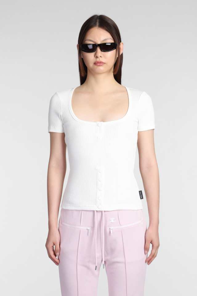 COURREGES クレージュ ホワイト white Tシャツ レディース 秋冬2023