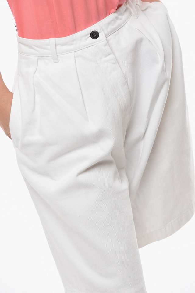 RAF SIMONS ラフシモンズ White デニム 221W326 0010 レディース DOUBLE PLEATED WIDE FIT  DENIM SHORTS 【関税・送料無料】【ラッピング｜au PAY マーケット