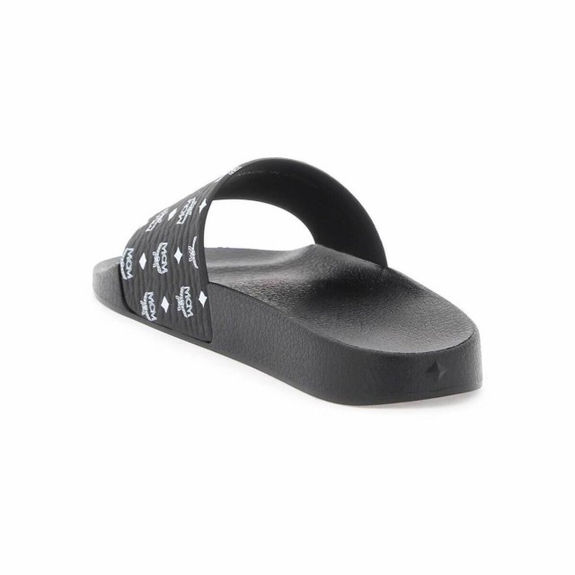 MCM エムシーエム ブラック Nero Mcm monogram print rubber slides