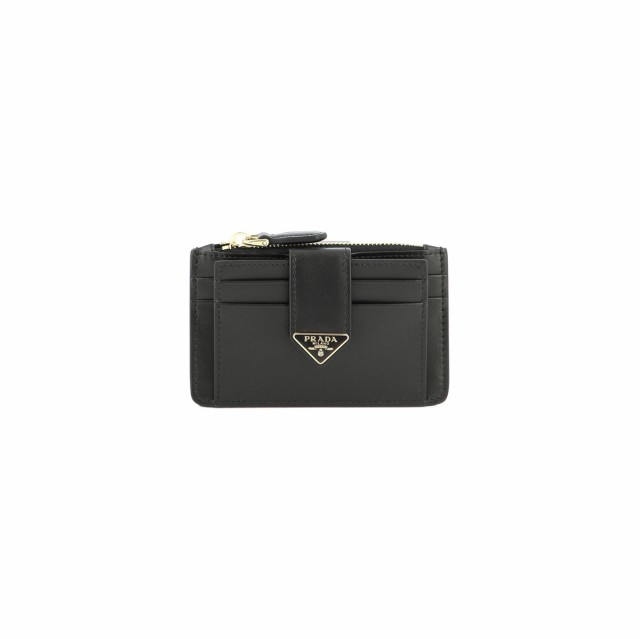 PRADA プラダ ブラック Black Leather card holder 財布 レディース